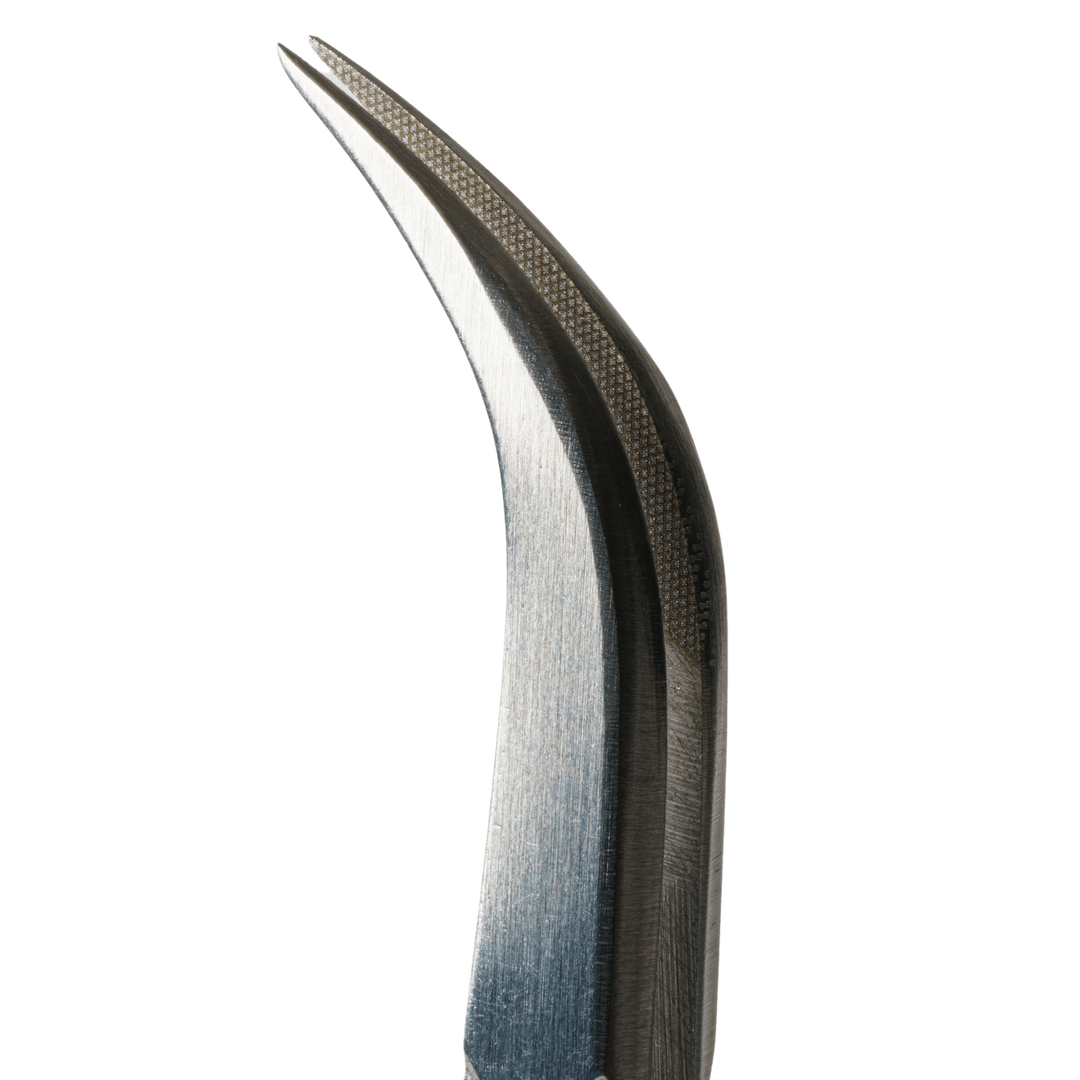 Pinza con punta de fibra en forma de J