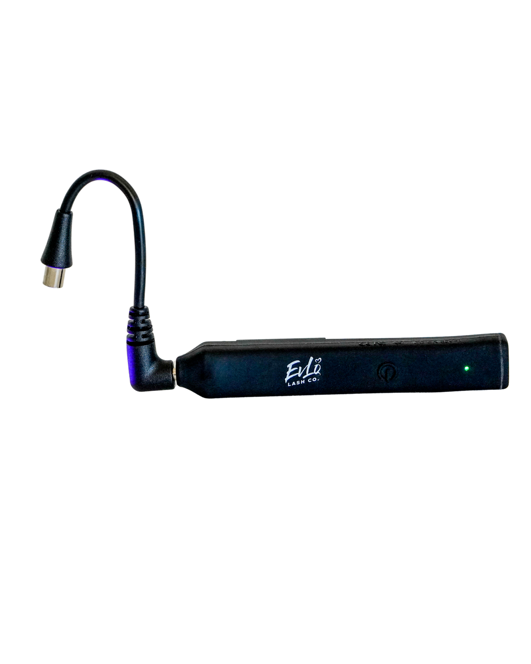 Halo Tweeze: Halo Tweeze device, angled top view, gooseneck light head raised, transparent cutout (lock-ready)