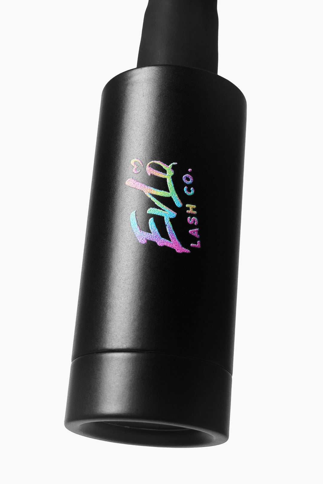 Halo UV light: Halo UV light head, black, close-up: wider cylinder than the Focus head, printed EvLo logo