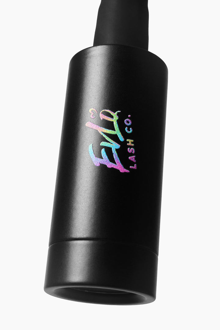 Halo UV light: Halo UV light head, black, close-up: wider cylinder than the Focus head, printed EvLo logo